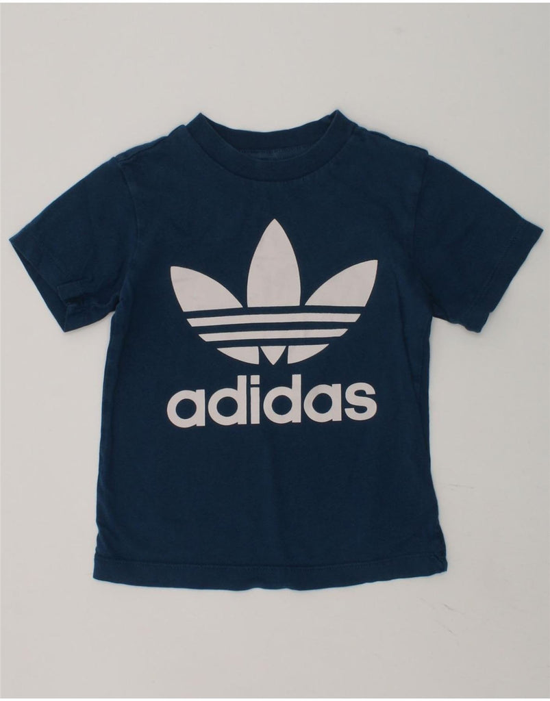 ADIDAS Boys Graphic T-Shirt Top 2-3 Years Navy Blue Cotton | Vintage Adidas | Thrift | Second-Hand Adidas | Used Clothing | Messina Hembry 