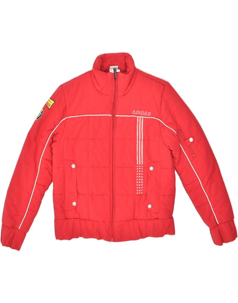 ADIDAS Womens Graphic Padded Jacket UK 12 Medium Red Nylon | Vintage Adidas | Thrift | Second-Hand Adidas | Used Clothing | Messina Hembry 