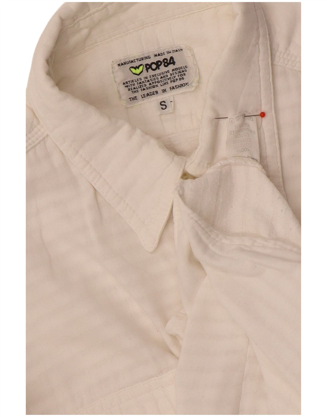 POP 84 Mens Shirt Small White Striped Cotton