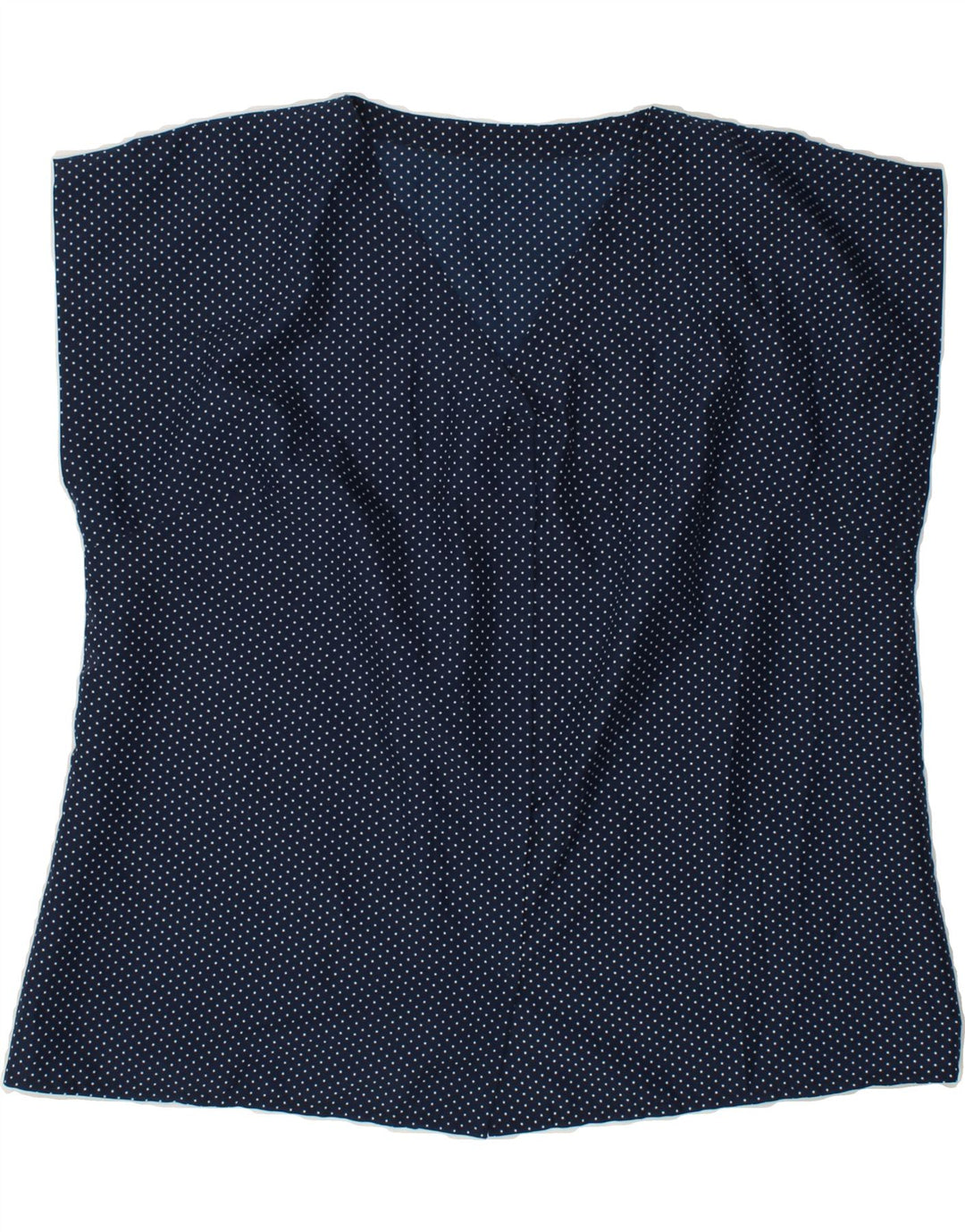 VINTAGE Womens Blouse Top UK 14 Large Navy Blue Spotted Vintage Vintage and Second-Hand Vintage from Messina Hembry 