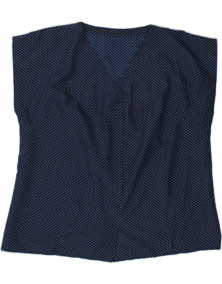 VINTAGE Womens Blouse Top UK 14 Large Navy Blue Spotted Vintage Vintage and Second-Hand Vintage from Messina Hembry 