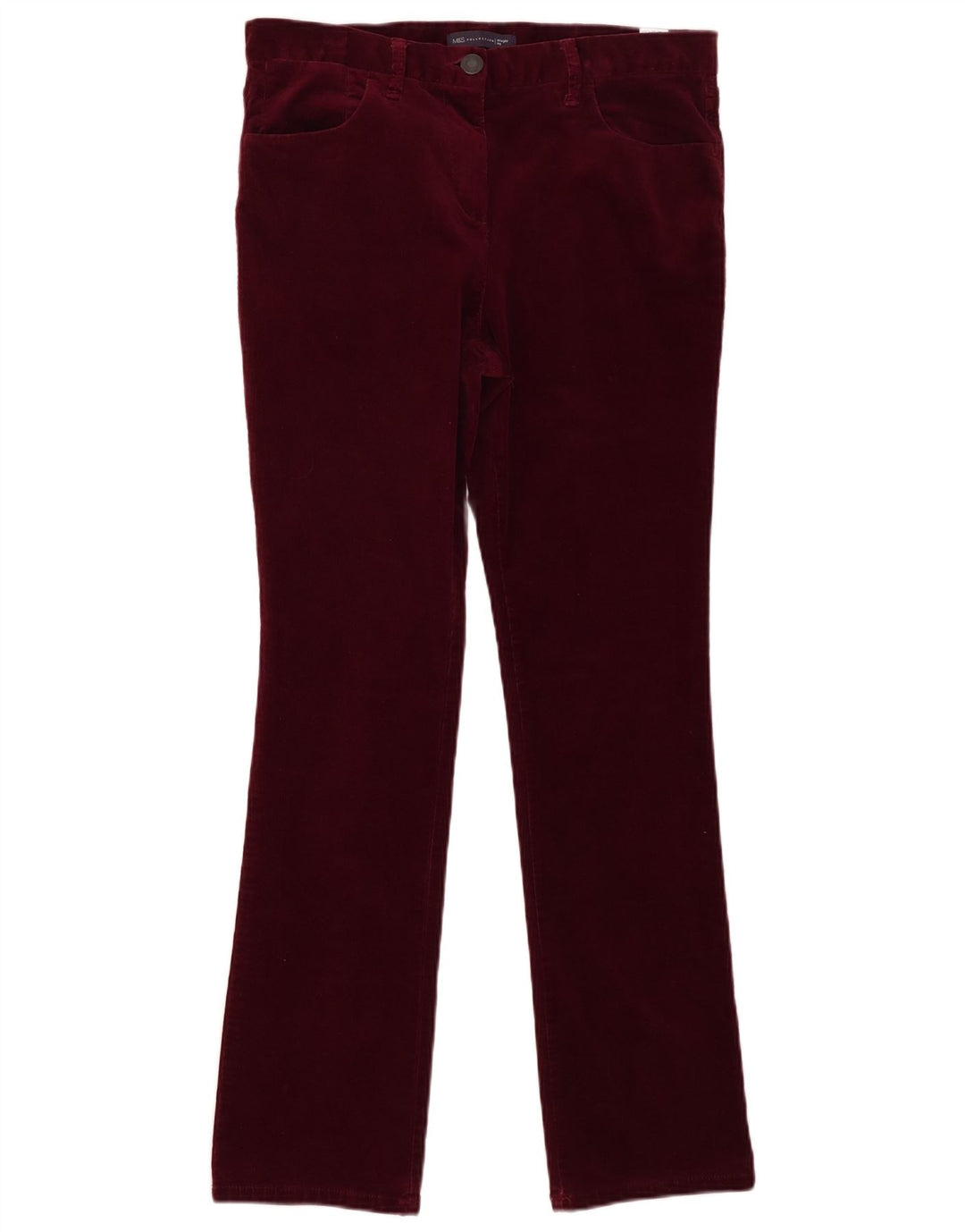 Marks & Spencer Womens Casual Trousers UK 12 Medium W32 L30 Burgundy