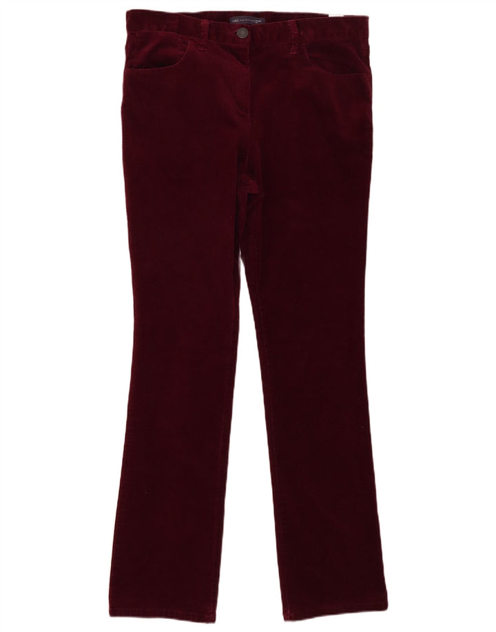 Marks & Spencer Womens Casual Trousers UK 12 Medium W32 L30 Burgundy