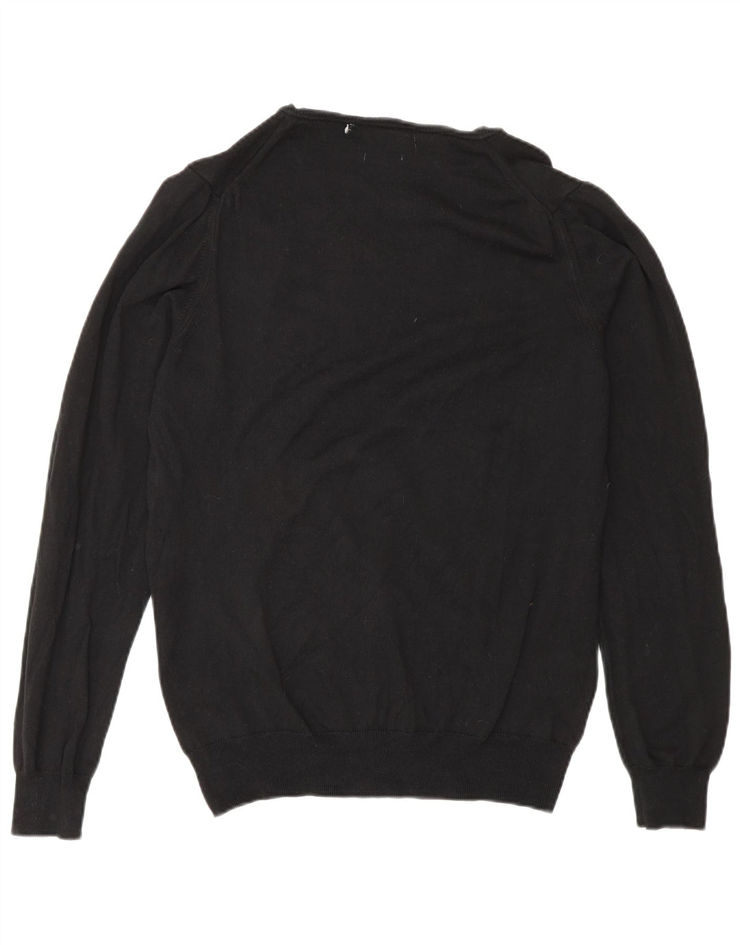 Zara Mens V-Neck Jumper Sweater Medium Black