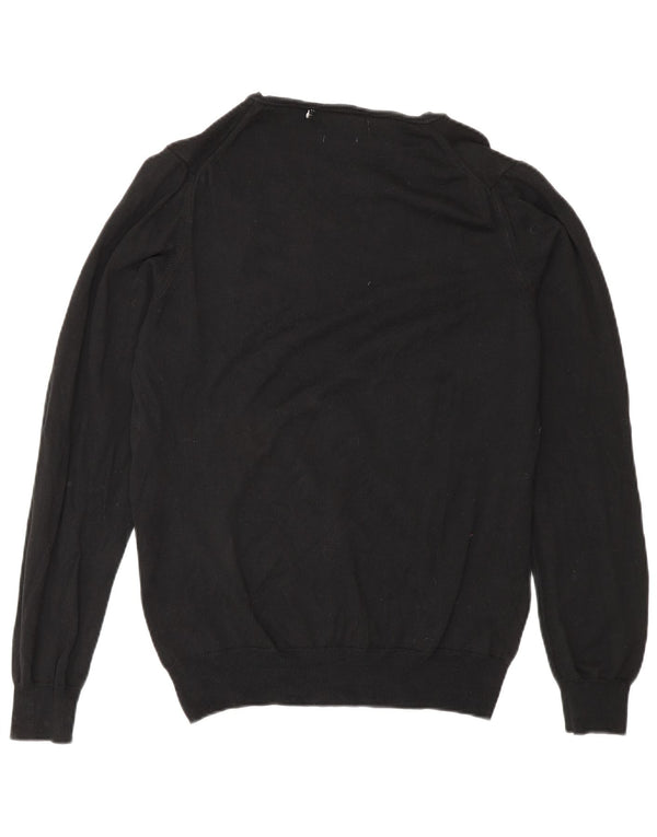 Zara Mens V-Neck Jumper Sweater Medium Black