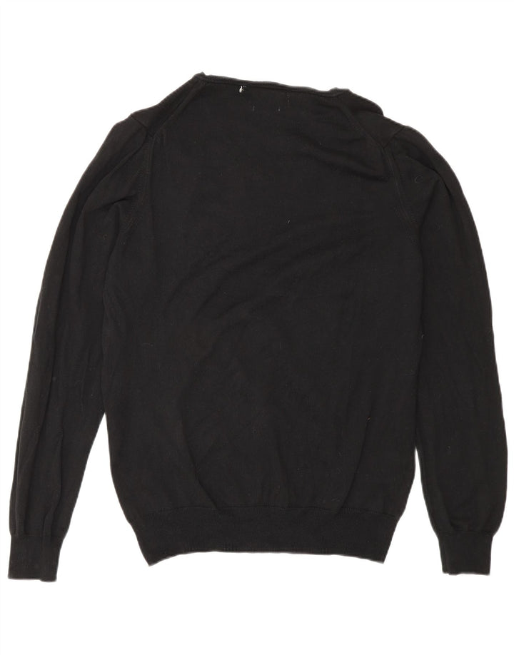 Zara Mens V-Neck Jumper Sweater Medium Black
