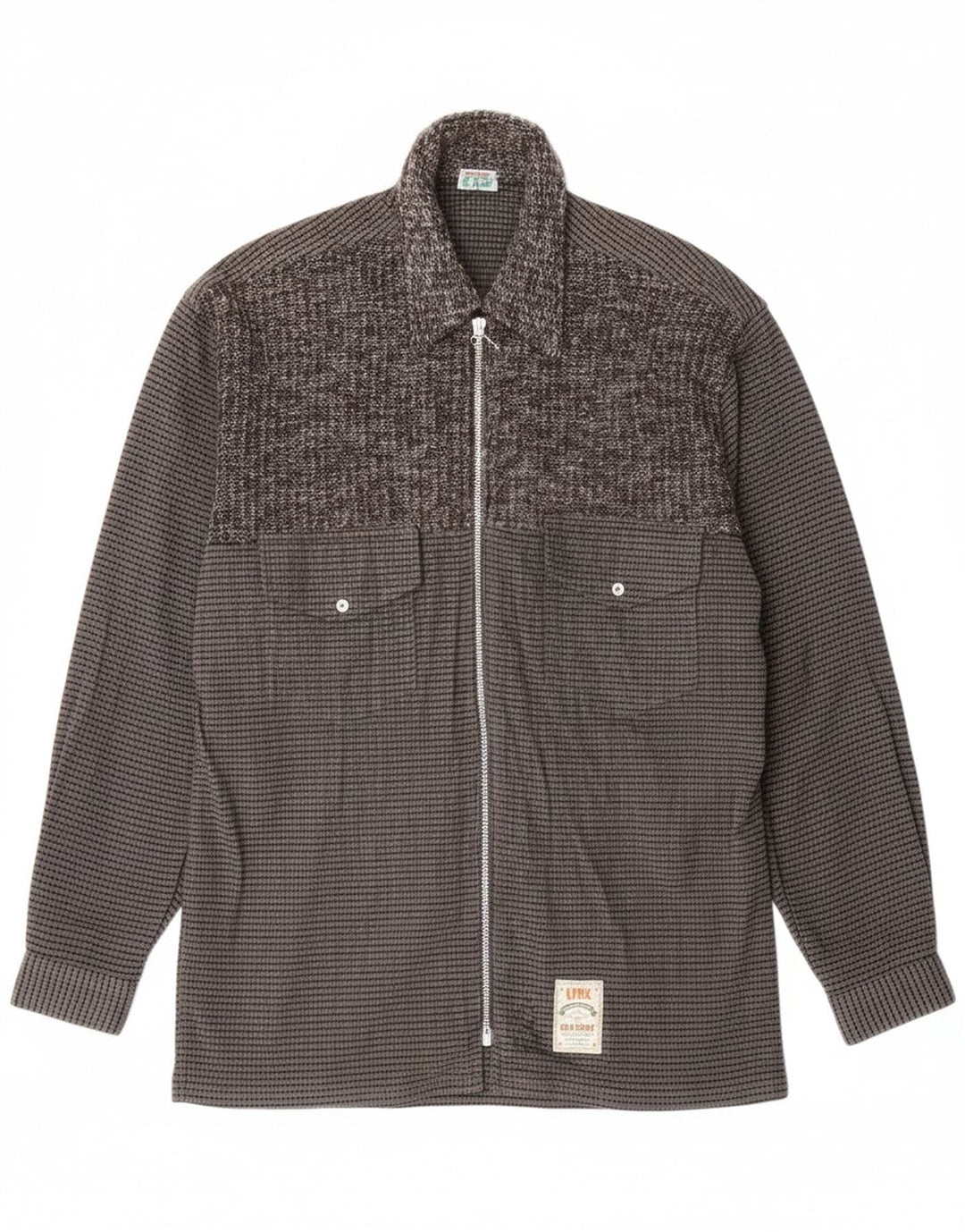 VINTAGE Mens Flannel Shirt IT 48 Medium Grey Check Viscose