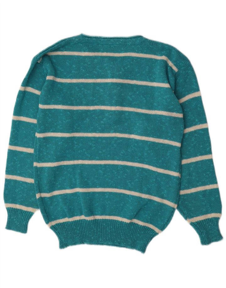 Nanette Womens Button Neck Jumper Sweater UK 10 Small Turquoise Striped