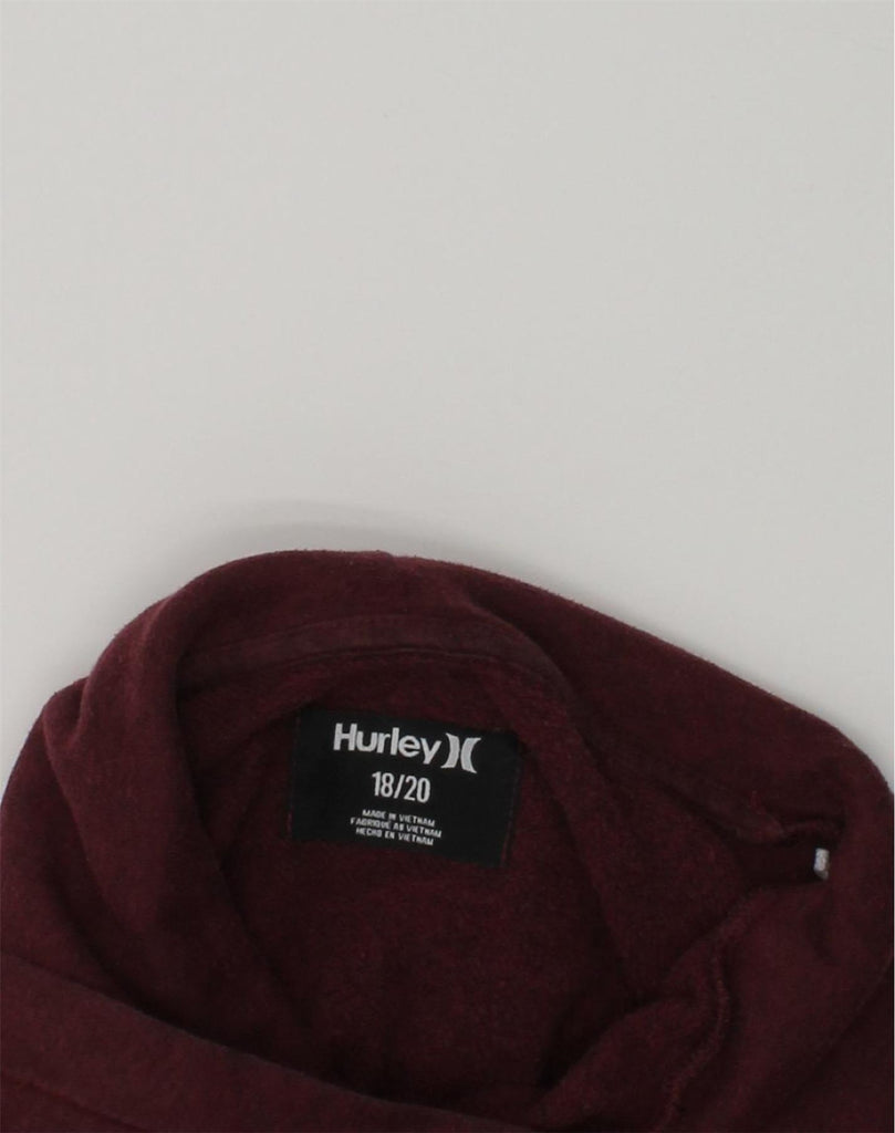 HURLEY Boys Graphic Hoodie Jumper 15-16 Years XL Maroon Cotton | Vintage Hurley | Thrift | Second-Hand Hurley | Used Clothing | Messina Hembry 