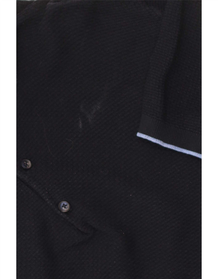 Massimo Dutti Mens Polo Shirt Large Navy Blue Cotton
