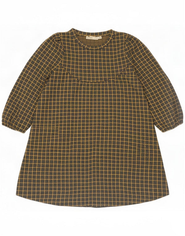 Oasis Womens 3/4 Sleeve Oversized A-Line Dress UK 10 Small Yellow Check