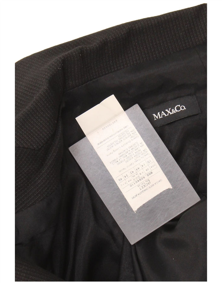 MAX & CO. Womens 2 Button Blazer Jacket UK 14 Large Black Pinstripe
