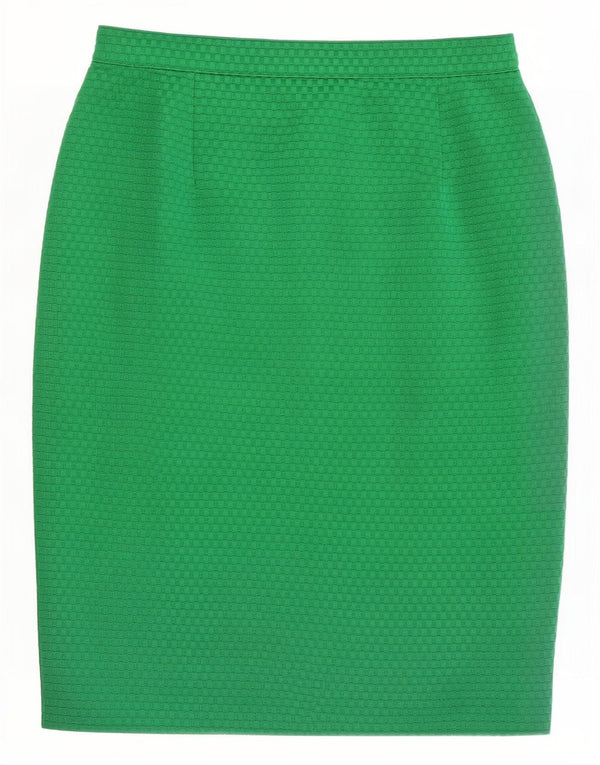 Vintage Womens Pencil Skirt Medium W28 Green Geometric Silk