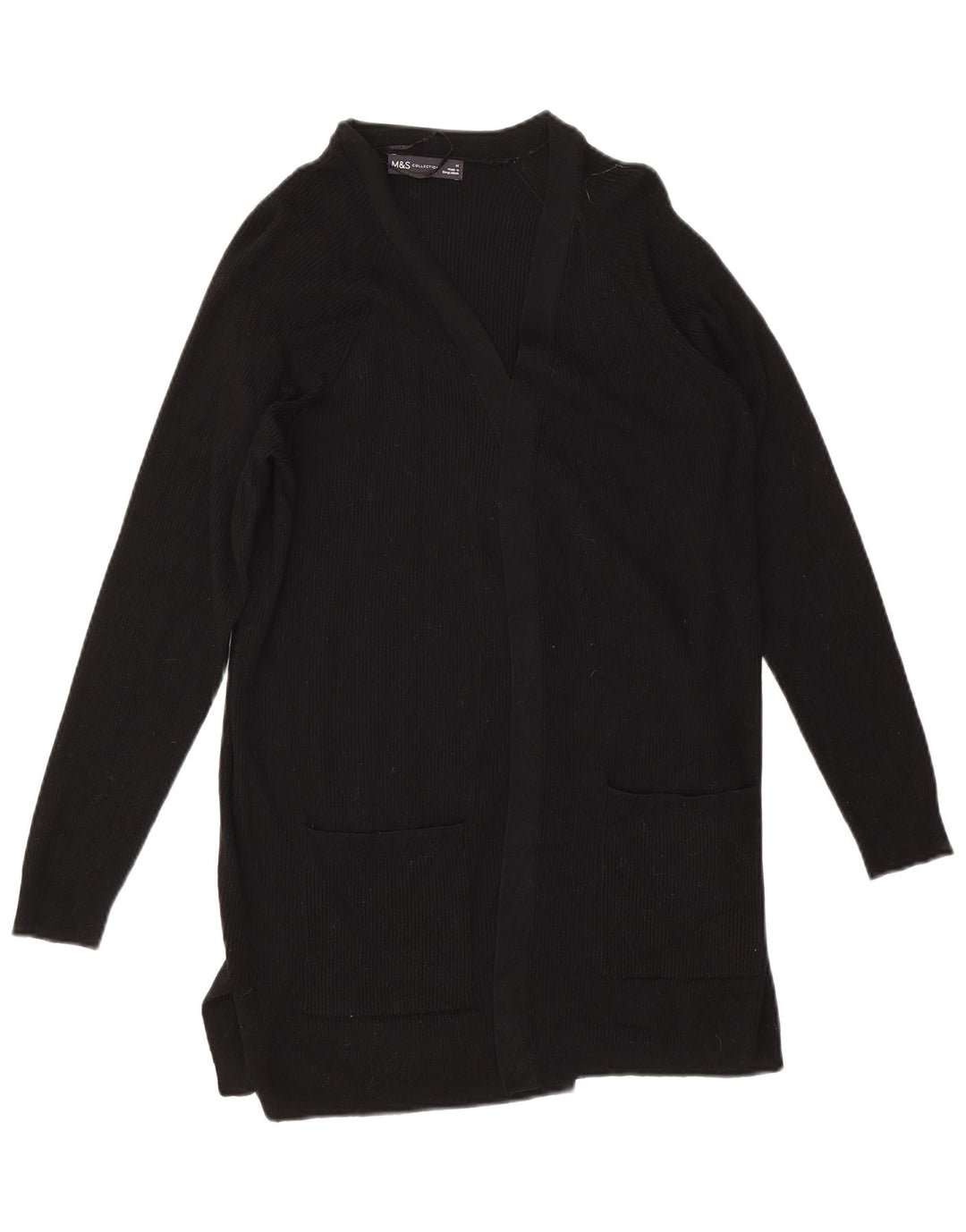 Marks & Spencer Womens Open Cardigan Sweater UK 14 Medium Black Viscose