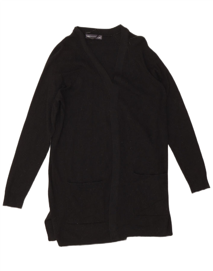 Marks & Spencer Womens Open Cardigan Sweater UK 14 Medium Black Viscose