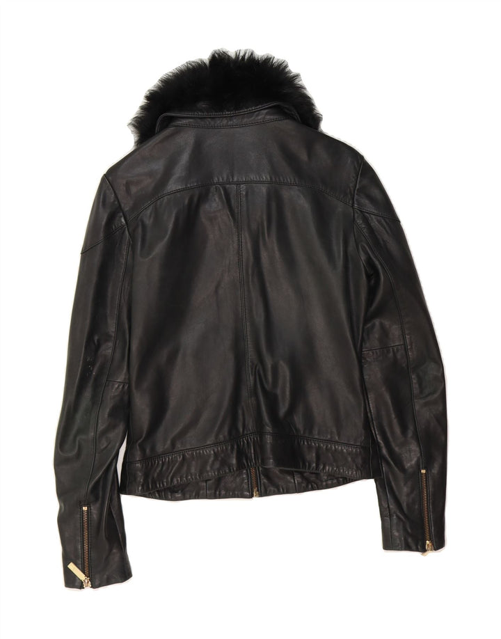 TED BAKER Womens Leather Jacket UK 8 Small Black Leather Vintage Ted Baker and Second-Hand Ted Baker from Messina Hembry 