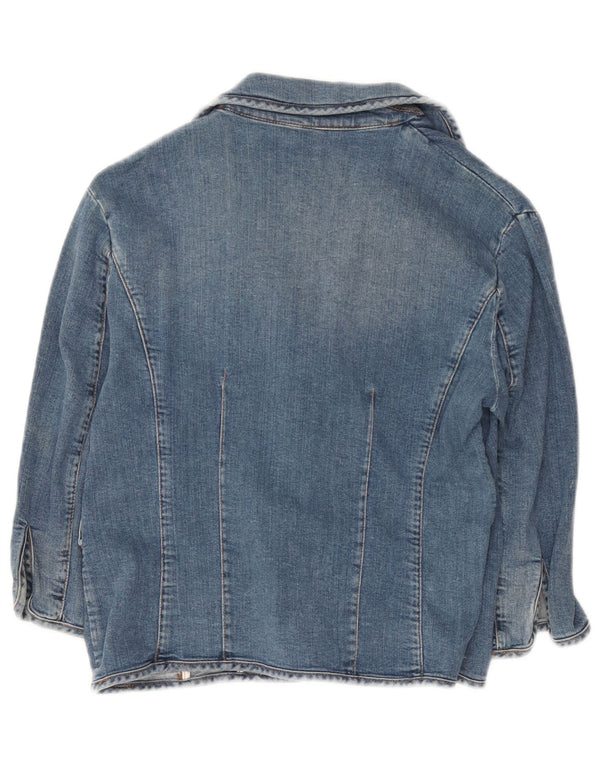 Iceberg Womens Crop 3/4 Sleeve Denim Jacket IT 46 Large Blue Cotton