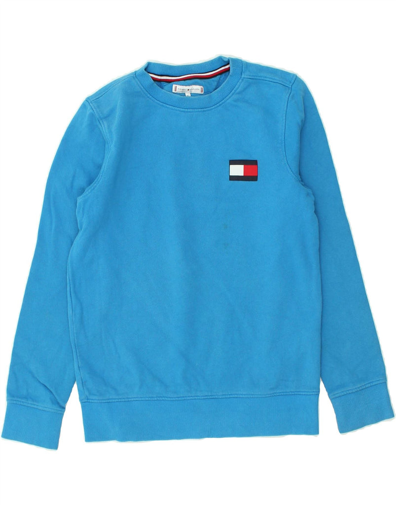 TOMMY HILFIGER Boys Graphic Sweatshirt Jumper 11-12 Years Blue Cotton | Vintage Tommy Hilfiger | Thrift | Second-Hand Tommy Hilfiger | Used Clothing | Messina Hembry 