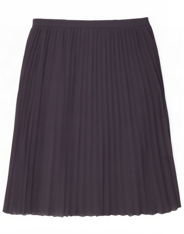 Marks & Spencer Womens Pleated Skirt UK 20 2XL W42 Navy Blue Polyester