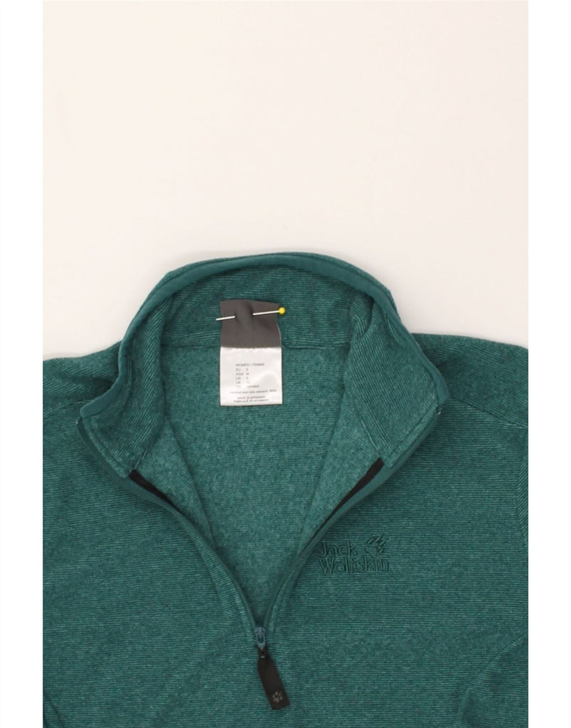 JACK WOLFSKIN Womens Zip Neck Fleece Jumper UK 10 Small  Green Polyester | Vintage Jack Wolfskin | Thrift | Second-Hand Jack Wolfskin | Used Clothing | Messina Hembry 