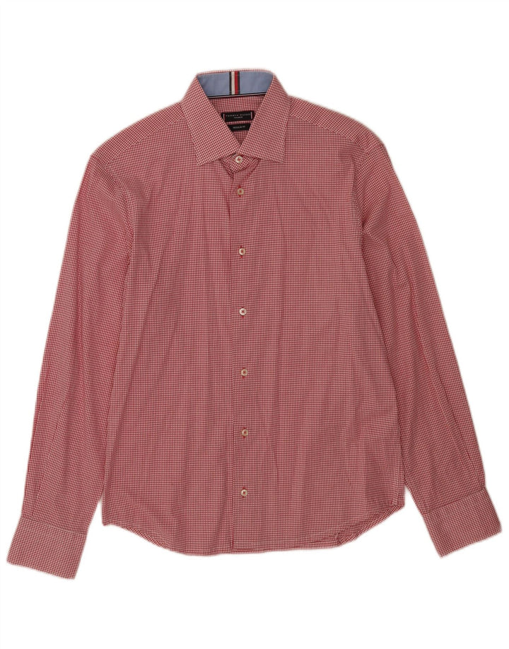 Tommy Hilfiger Mens Regular Fit Shirt Size 38 15 Medium Red Gingham