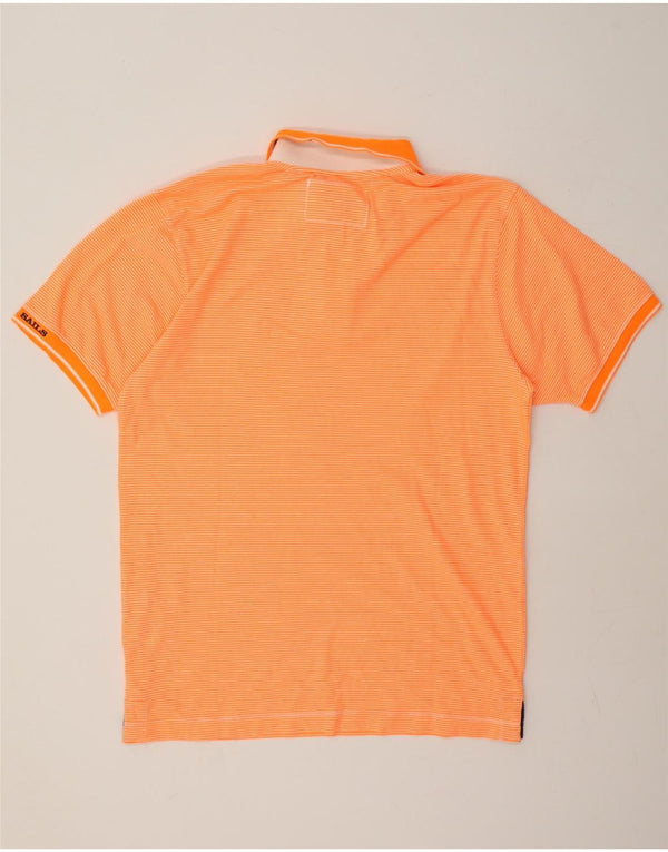 North Sails Mens Polo Shirt XL Orange Pinstripe Cotton