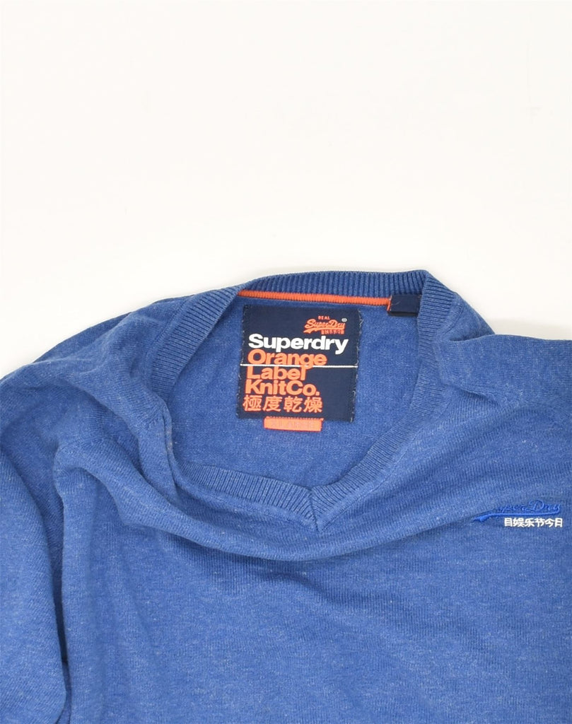 SUPERDRY Mens V-Neck Jumper Sweater XL Blue Cotton | Vintage Superdry | Thrift | Second-Hand Superdry | Used Clothing | Messina Hembry 