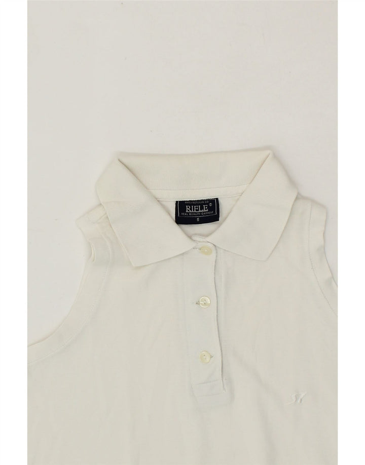 RIFLE Womens Sleeveless Polo Shirt UK 10 Small White Vintage Rifle and Second-Hand Rifle from Messina Hembry 