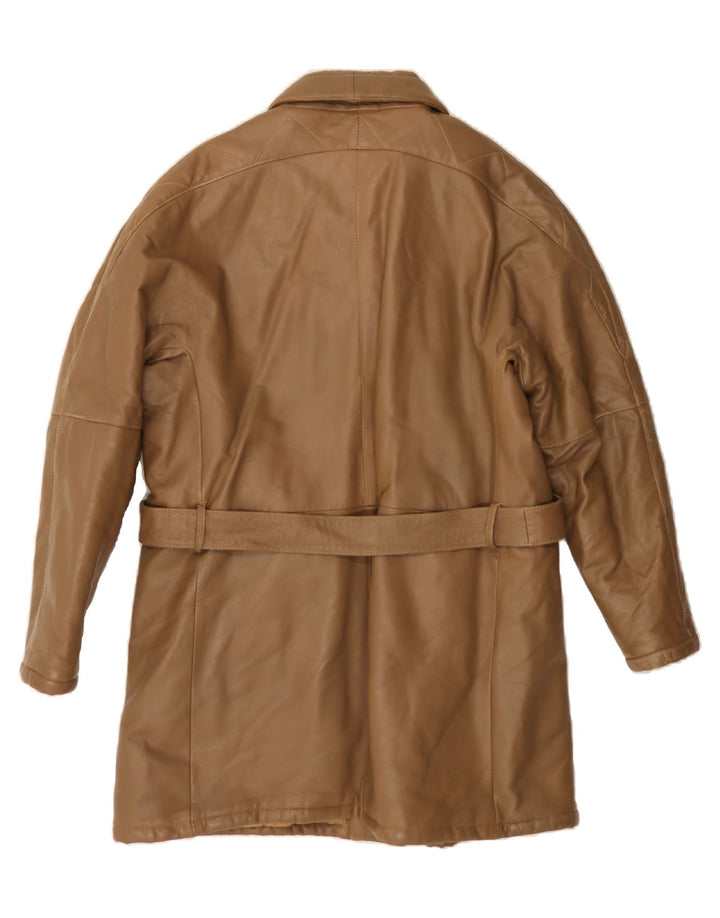 VINTAGE Womens Leather Coat IT 44 Medium Brown Leather Vintage Vintage and Second-Hand Vintage from Messina Hembry 