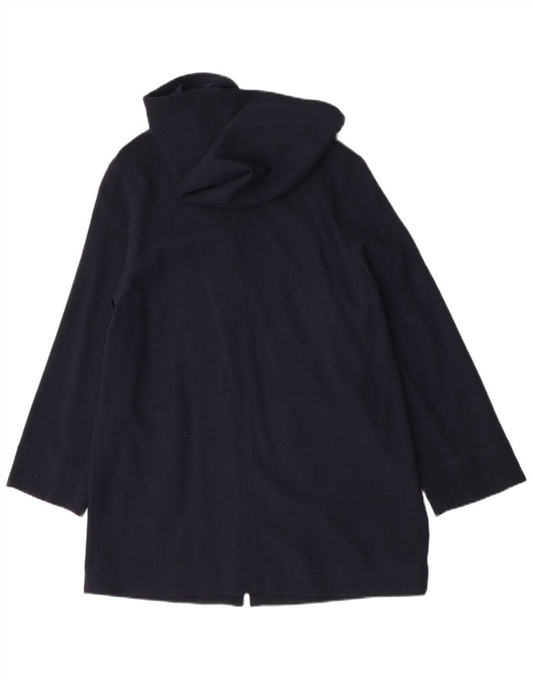 Jaeger Womens Hooded Oversized Overcoat UK 10 Small Navy Blue Virgin Wool