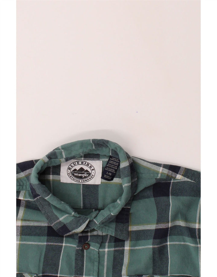 WRANGLER Mens Flannel Shirt Large Blue Check Cotton Vintage Wrangler and Second-Hand Wrangler from Messina Hembry 