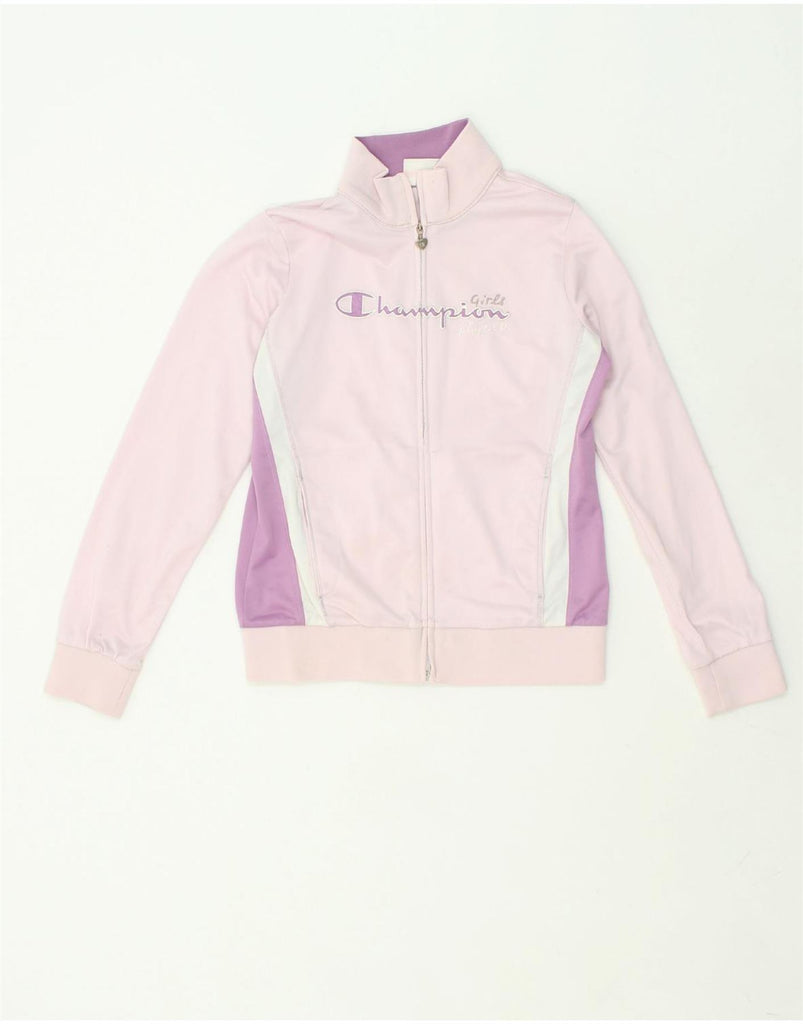 CHAMPION Girls Graphic Tracksuit Top Jacket 13-14 Years XL Pink Polyester | Vintage Champion | Thrift | Second-Hand Champion | Used Clothing | Messina Hembry 