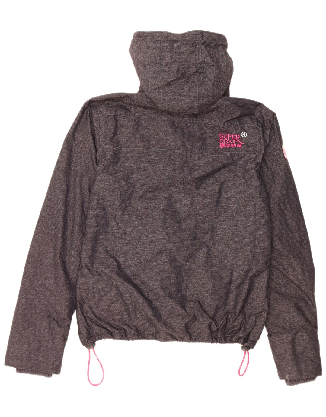 Superdry Womens Windcheater Hooded Windbreaker Jacket UK 14 Medium Black
