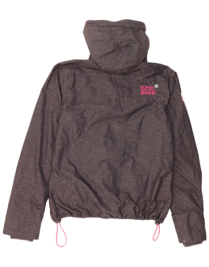 Superdry Womens Windcheater Hooded Windbreaker Jacket UK 14 Medium Black