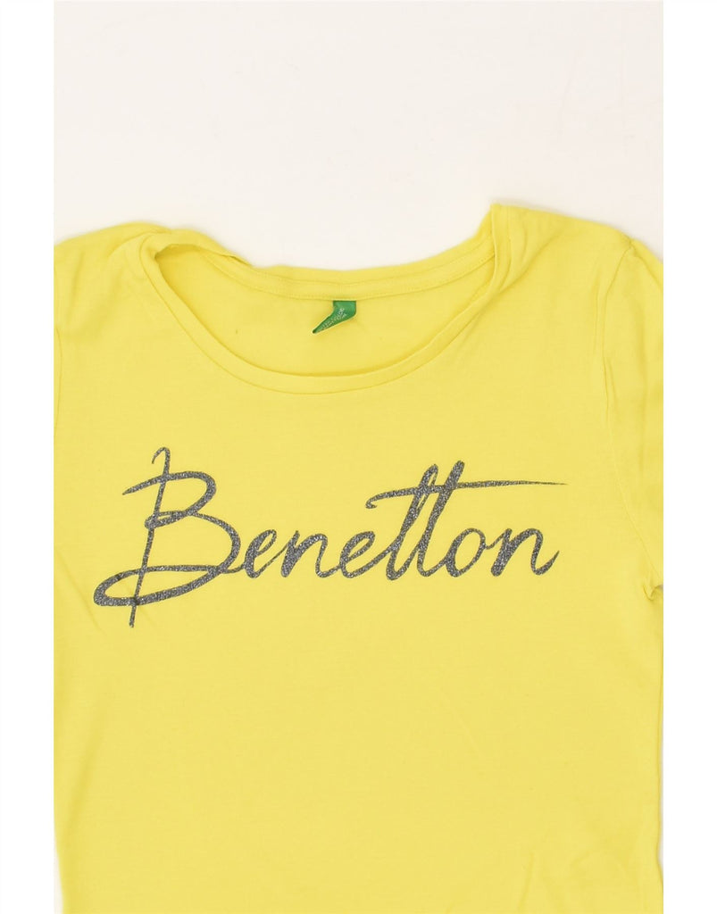 BENETTON Girls Graphic T-Shirt Top 6-7 Years Yellow Cotton | Vintage Benetton | Thrift | Second-Hand Benetton | Used Clothing | Messina Hembry 