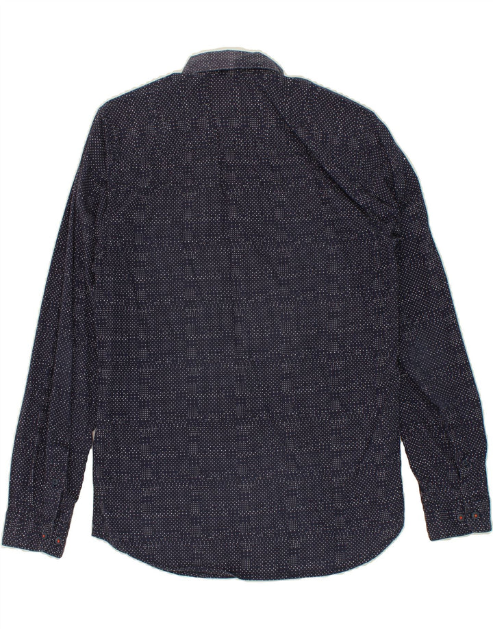 JACK & JONES Mens Shirt Medium Navy Blue Polka Dot Cotton Vintage Jack & Jones and Second-Hand Jack & Jones from Messina Hembry 
