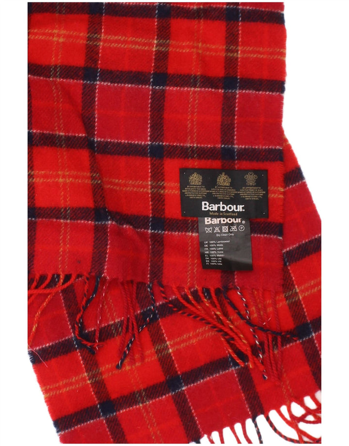 Barbour Mens Rectangle Scarf One Size Red Plaid Lambswool Classic