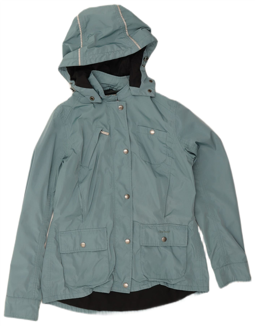 Barbour Womens Hooded Rain Jacket UK 14 Large Blue