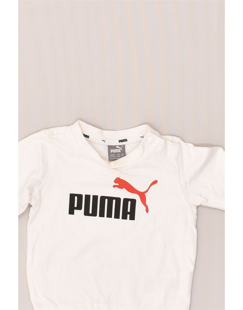 PUMA Baby Boys Graphic Sweatshirt Jumper 6-9 Months White Cotton | Vintage Puma | Thrift | Second-Hand Puma | Used Clothing | Messina Hembry 