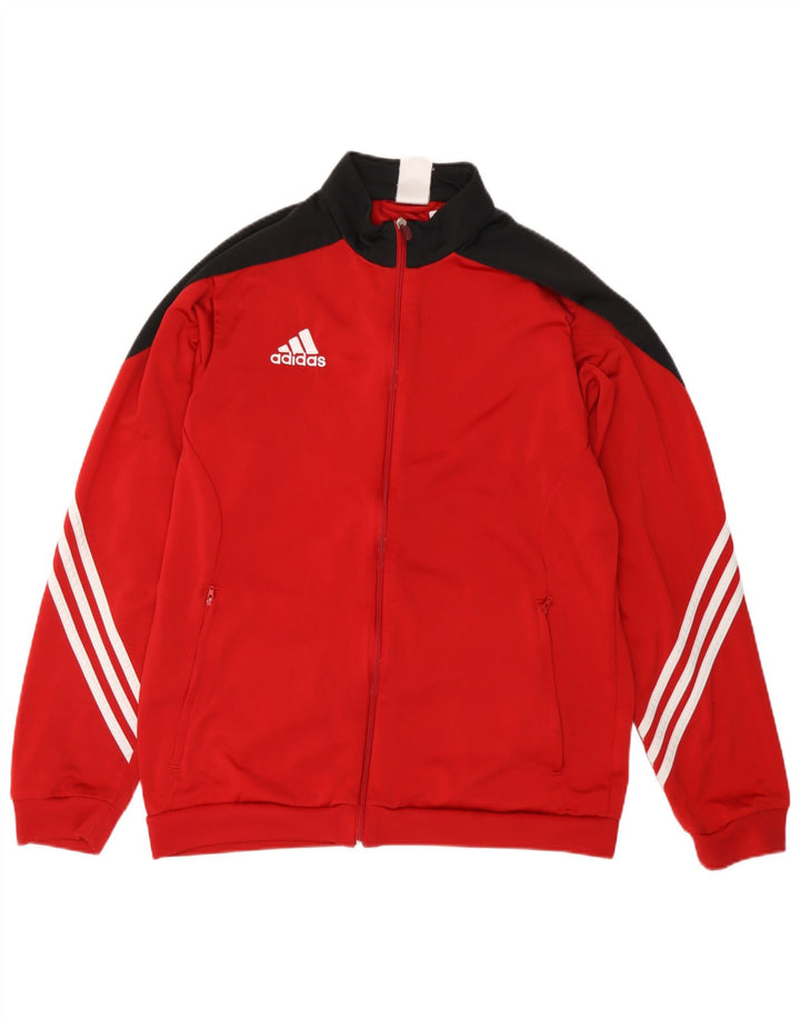 ADIDAS Mens Tracksuit Top Jacket Large Red Colourblock Polyester