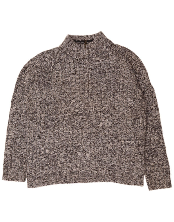 Marks & Spencer Mens Zip Neck Jumper Sweater Large Grey Flecked Wool