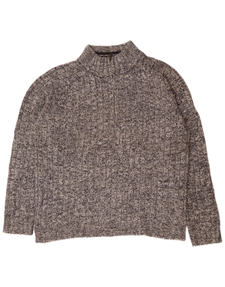 Marks & Spencer Mens Zip Neck Jumper Sweater Large Grey Flecked Wool
