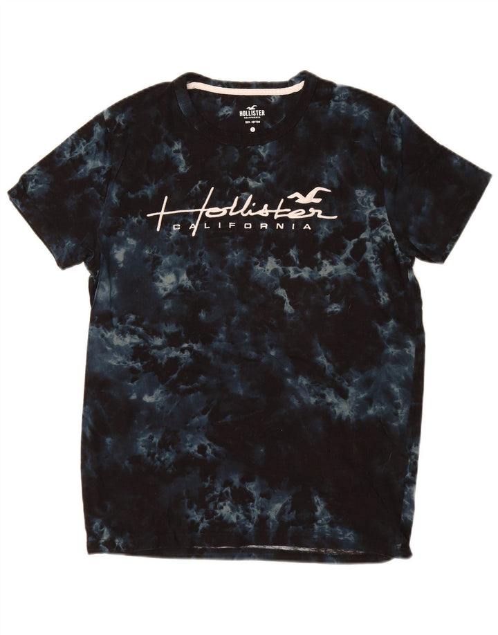 HOLLISTER Mens Graphic T-Shirt Top Small Navy Blue Tie Dye Cotton