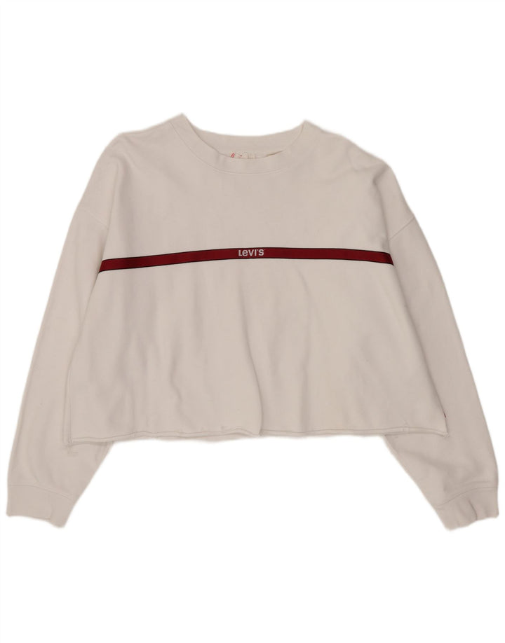 Levi's Womens Oversized Crop Sweatshirt Jumper UK 14 Large White Striped