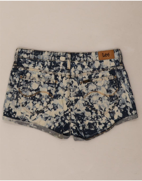 Lee Womens Denim Hot Pants W28 Medium Navy Blue Tie Dye Cotton