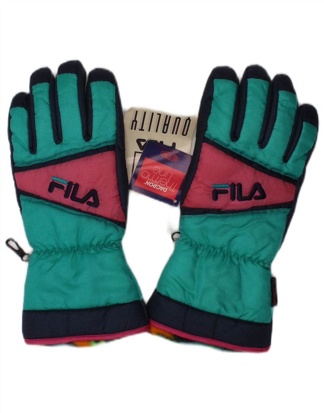 Fila Mens Ski Gloves Small Green Colourblock Polyester Winter