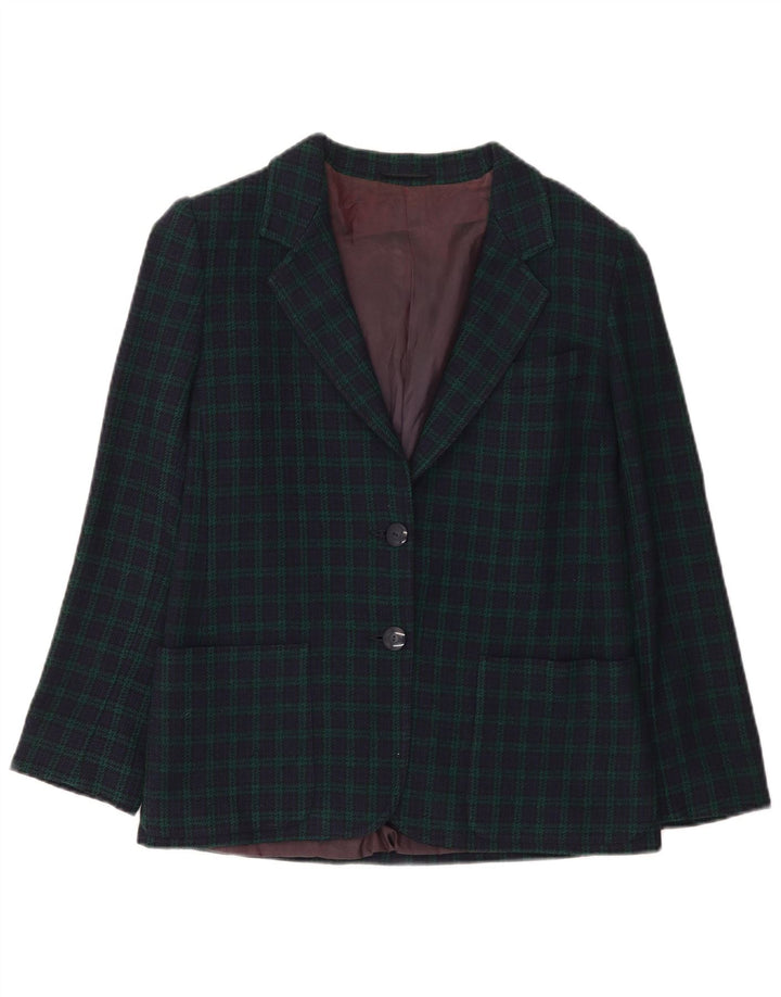 Marella Womens 2 Button Blazer Jacket UK 10 Small Navy Blue Check