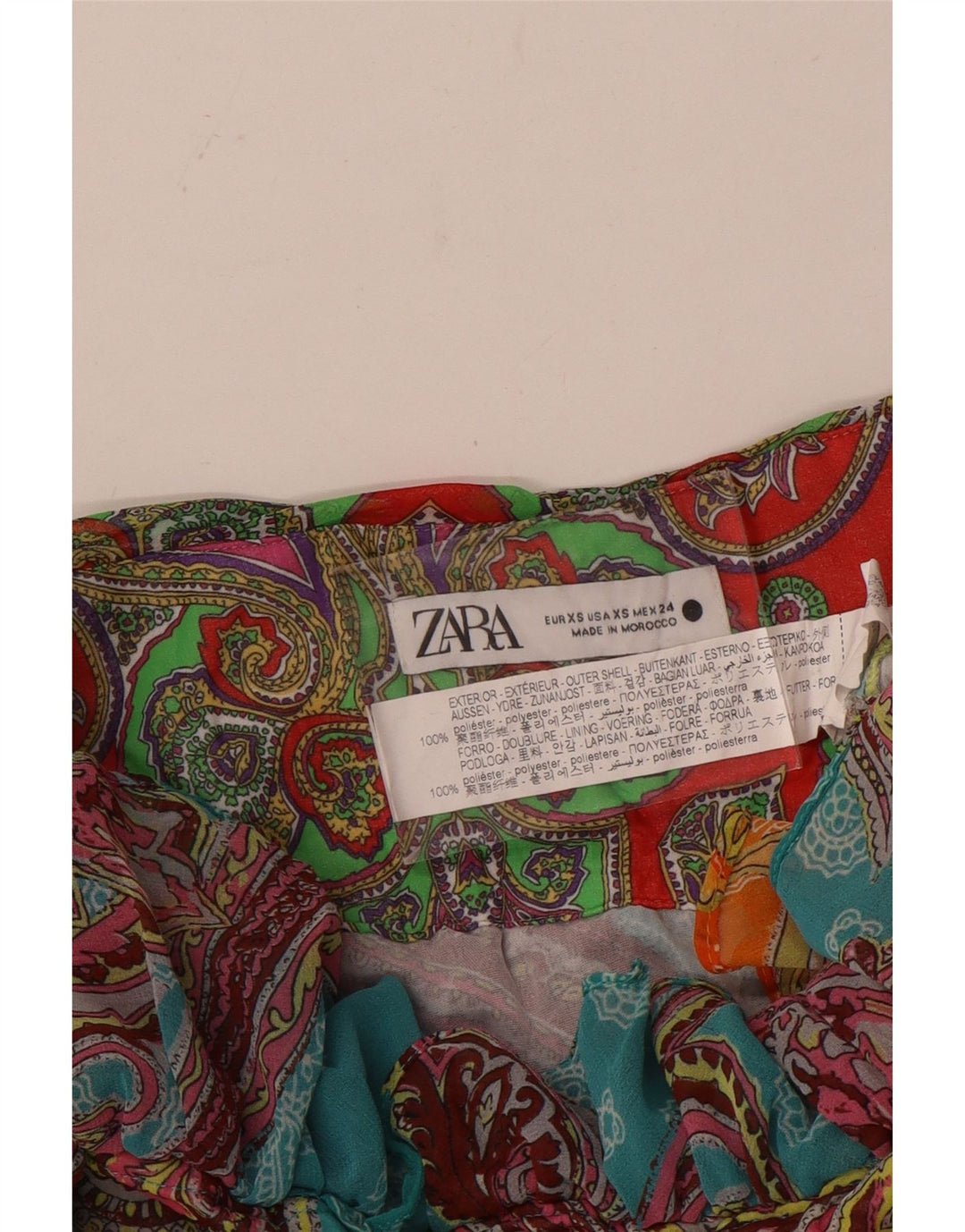 Zara Womens Mini Tiered Skirt XS W24 Multicoloured Paisley Polyester