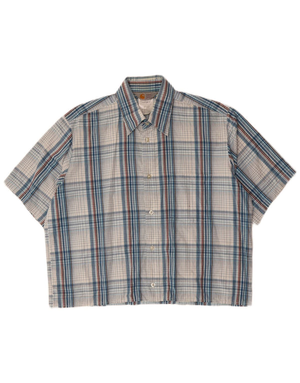 CARHARTT Mens Short Sleeve Shirt Large Blue Check Cotton