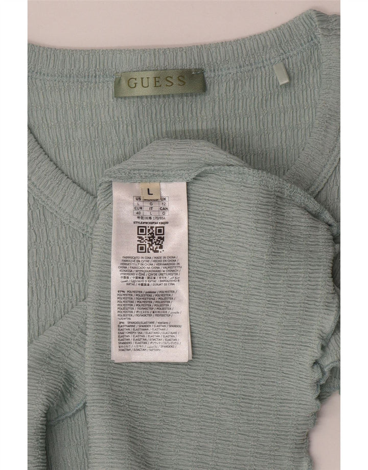 Guess Womens Crop T-Shirt Top UK 12 Medium Blue Polyester